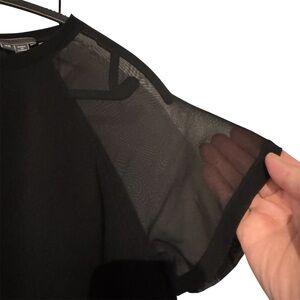 Vince Black Sheer Sleeve Mini Dress Crew Neck size XS